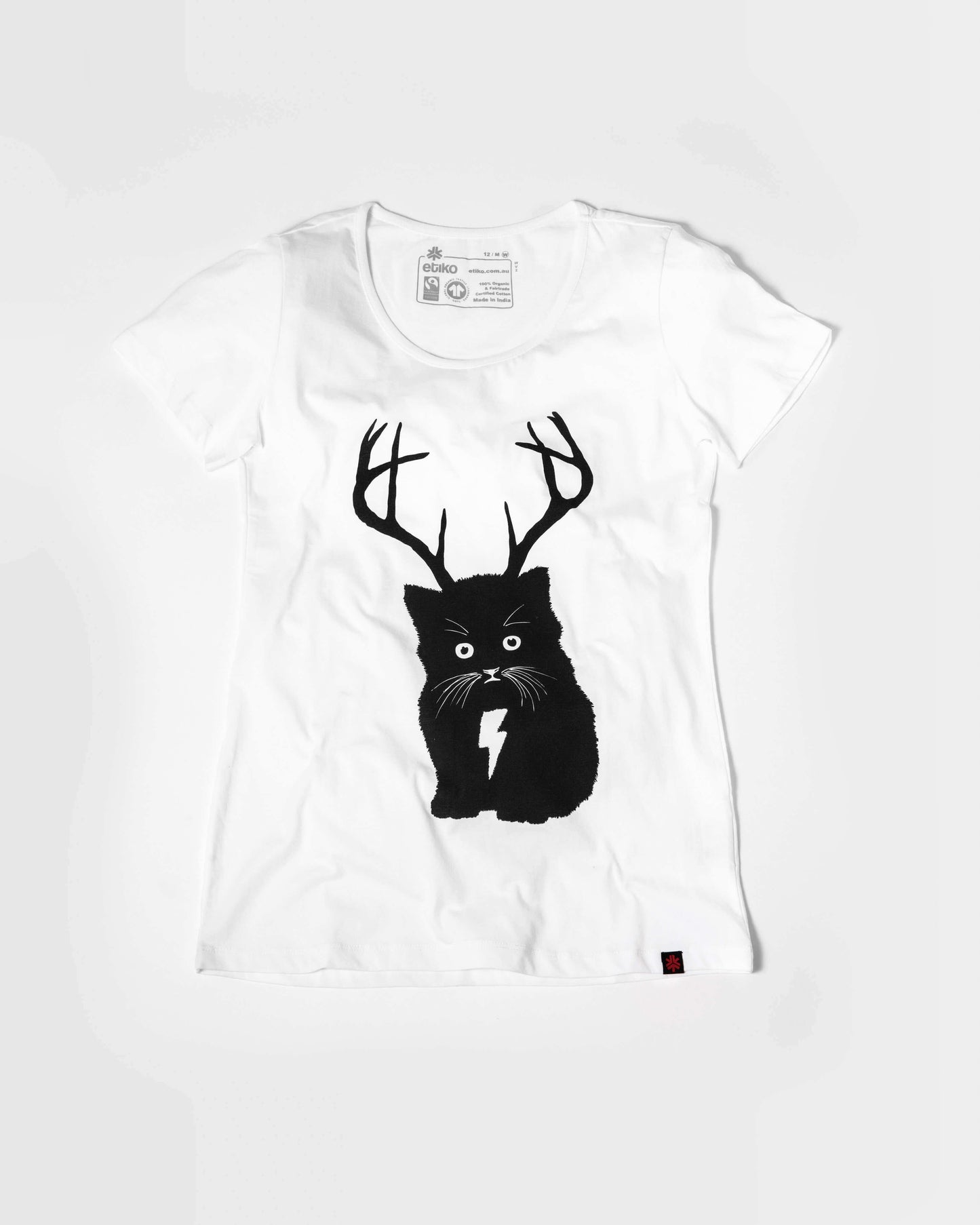 Cat Printed T-shirt, Womens White