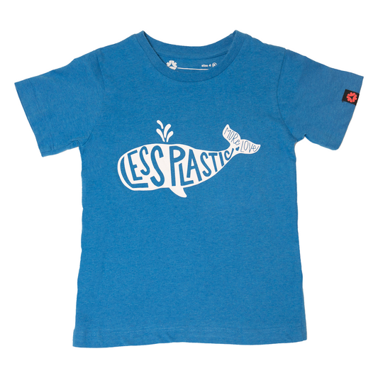 Less Plastic More Love Printed T-shirt, Kids Blue Marle