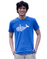 Less Plastic More Love Printed T-shirt, Unisex Blue Marle - Vegan America