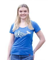 Less Plastic More Love Printed T-shirt, Womens Blue Marle - Vegan America