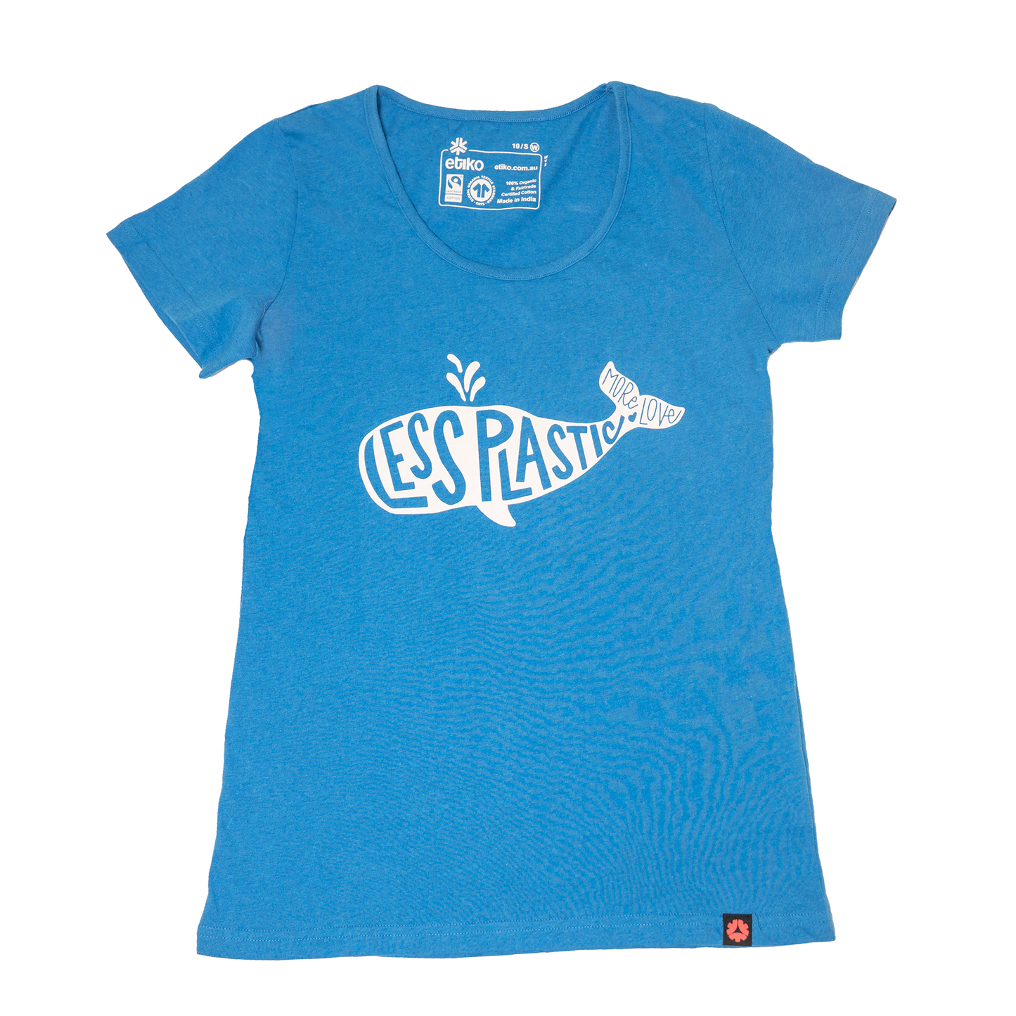 Less Plastic More Love Printed T-shirt, Womens Blue Marle