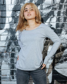 Long Sleeve T-shirt, Womens Grey Marle