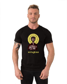 REFUJESUS PRINTED T-SHIRT, UNISEX BLACK