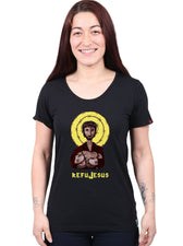 REFUJESUS PRINTED T-SHIRT, WOMENS BLACK - Vegan America