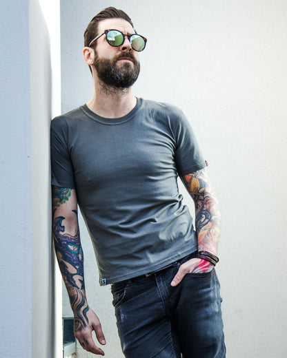 Round Neck T-shirt, Unisex Charcoal