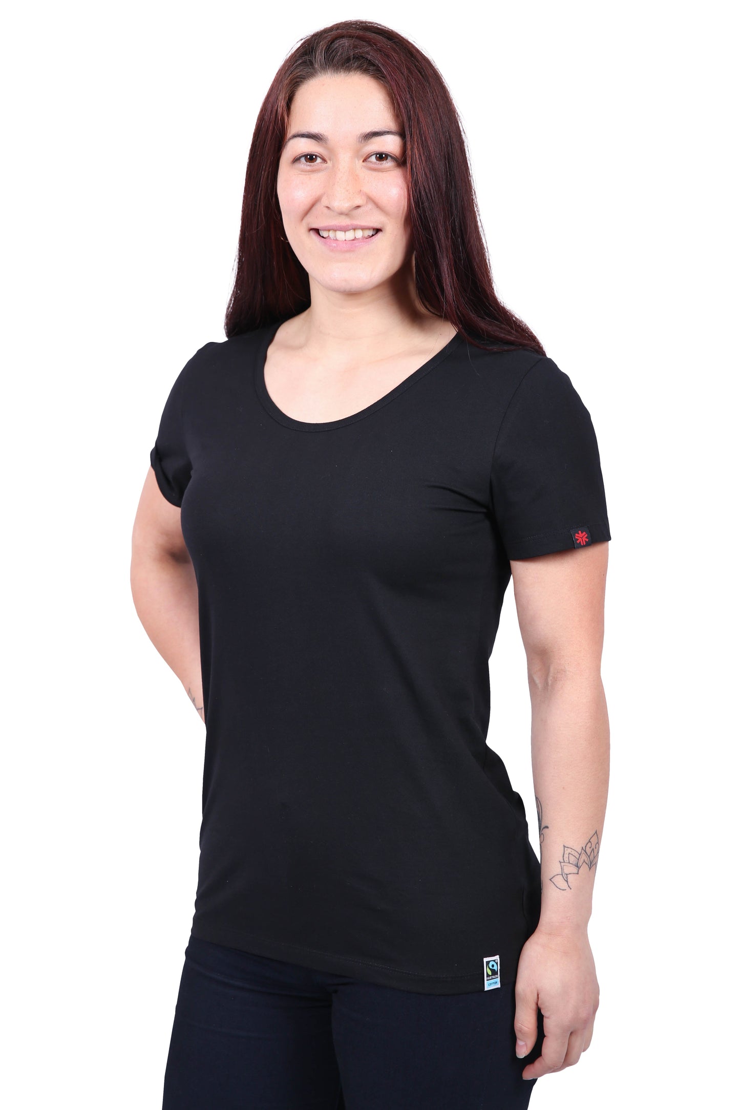 Etiko Fairtrade Certified Organic Cotton Black Womens Round Neck T-Shirt Bundle, Eco-Friendly