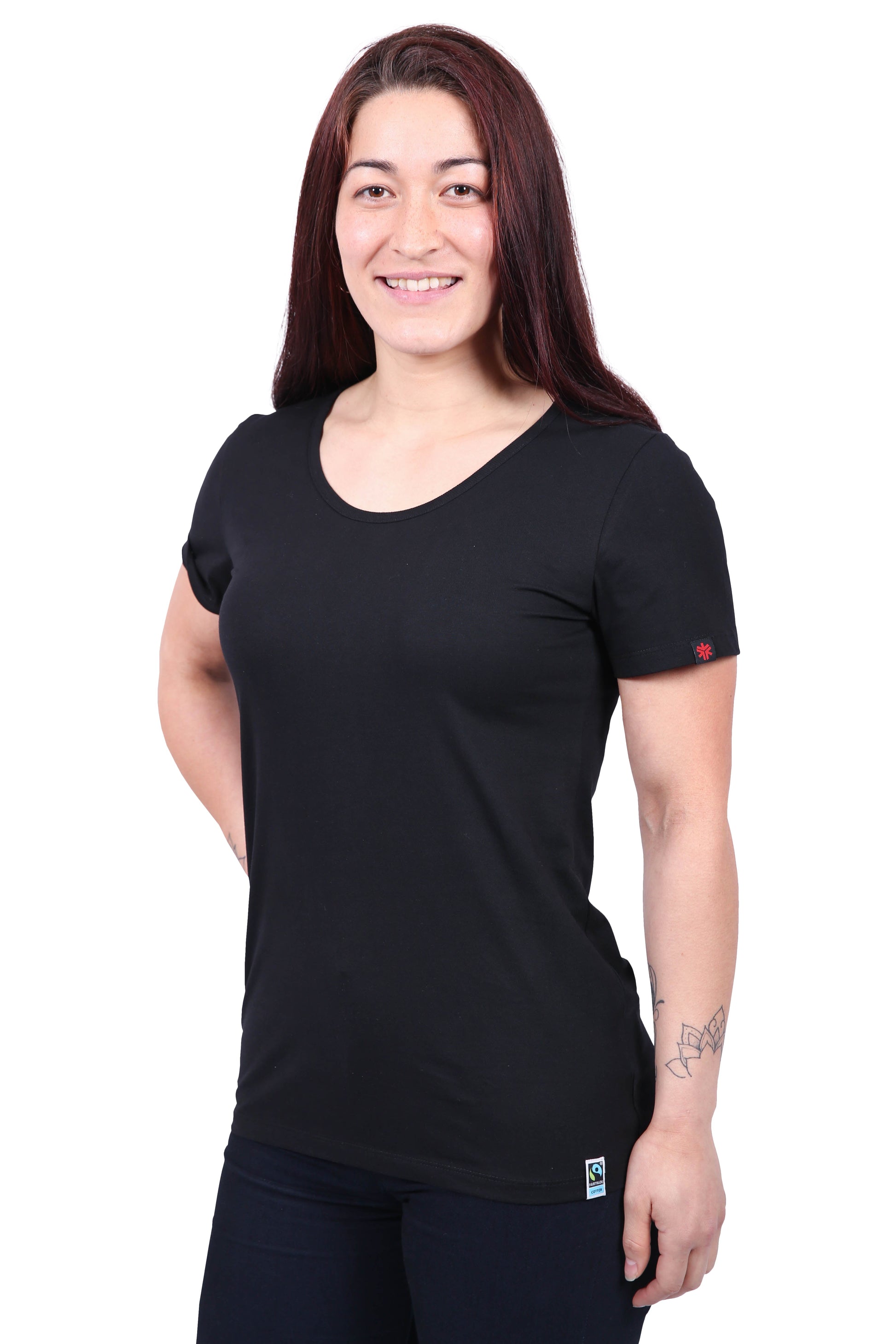 Etiko Fairtrade Certified Organic Cotton Black Womens Round Neck T-Shirt Bundle, Eco-Friendly