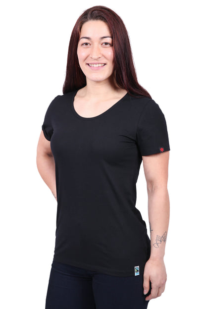 Etiko Fairtrade Certified Organic Cotton Black Womens Round Neck T-Shirt Bundle, Eco-Friendly