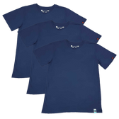 ROUND NECK T-SHIRT, UNISEX NAVY(3 pack) - Vegan America