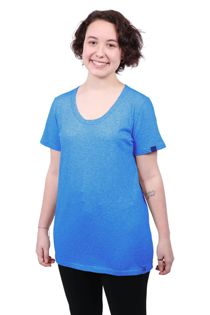 ROUND NECK T-SHIRT, WOMENS BLUE MARLE (3 Pack)