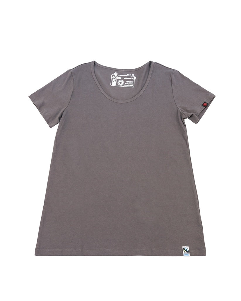 Round Neck T-shirt, Womens Charcoal