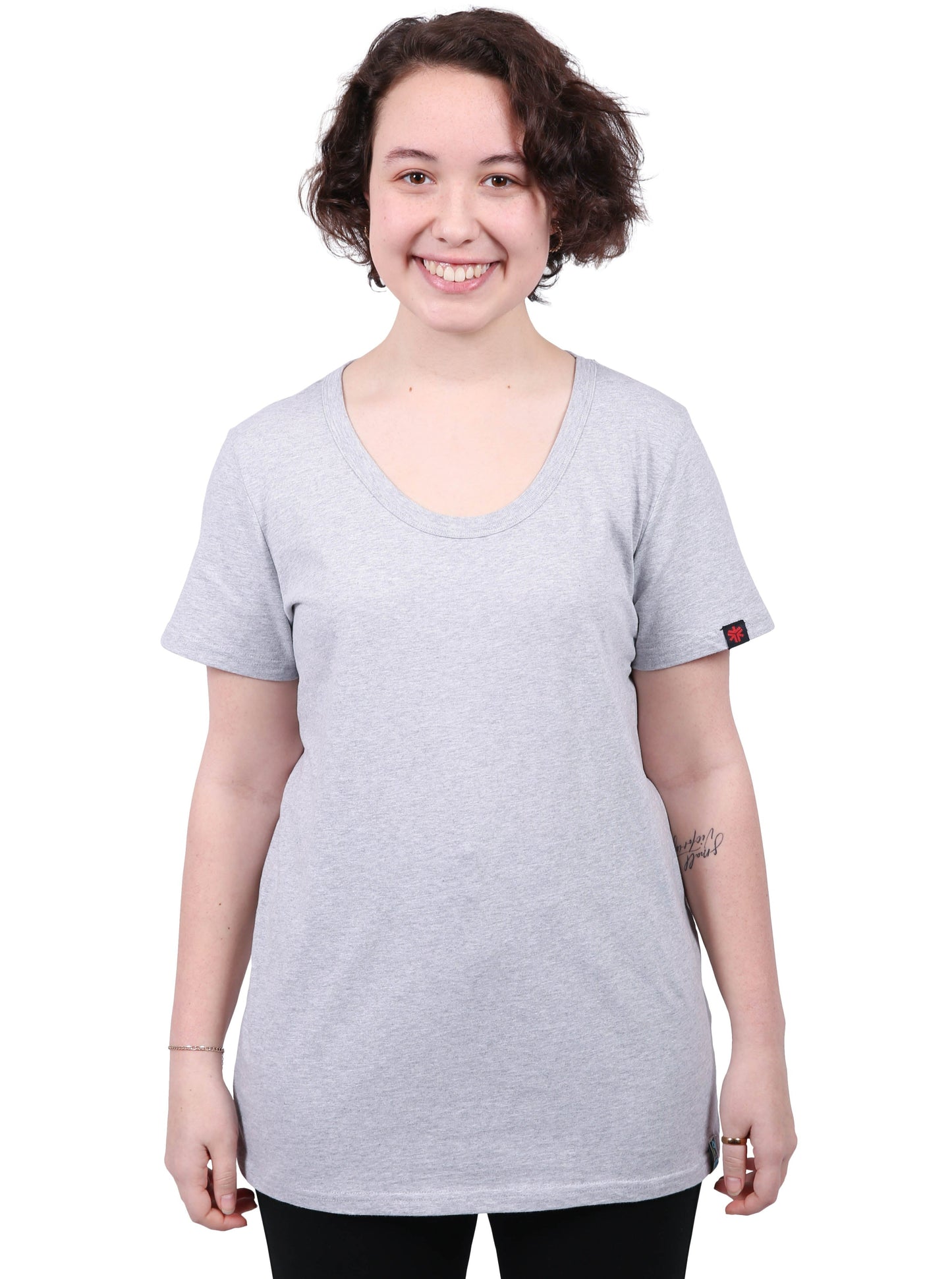 Round Neck T-shirt, Womens Grey Marle