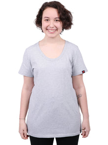 Round Neck T-shirt, Womens Grey Marle