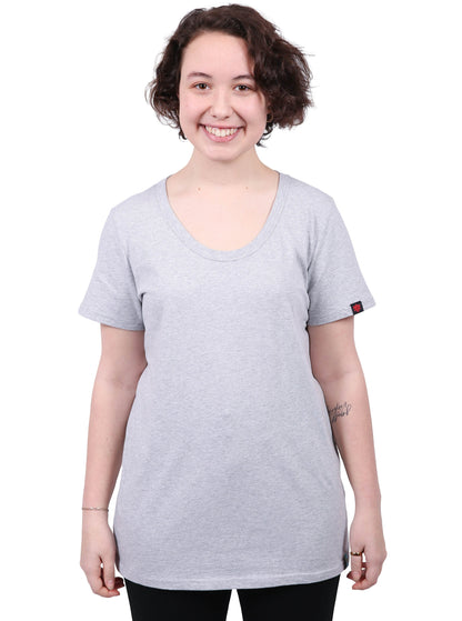 Round Neck T-shirt, Womens Grey Marle