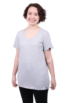 Round Neck T-shirt, Womens Grey Marle