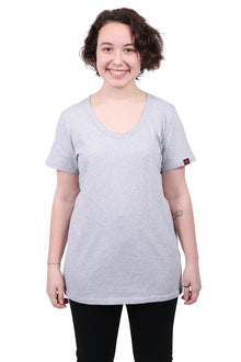 ROUND NECK T-SHIRT, WOMENS GREY MARLE (3 Pack) - Vegan America