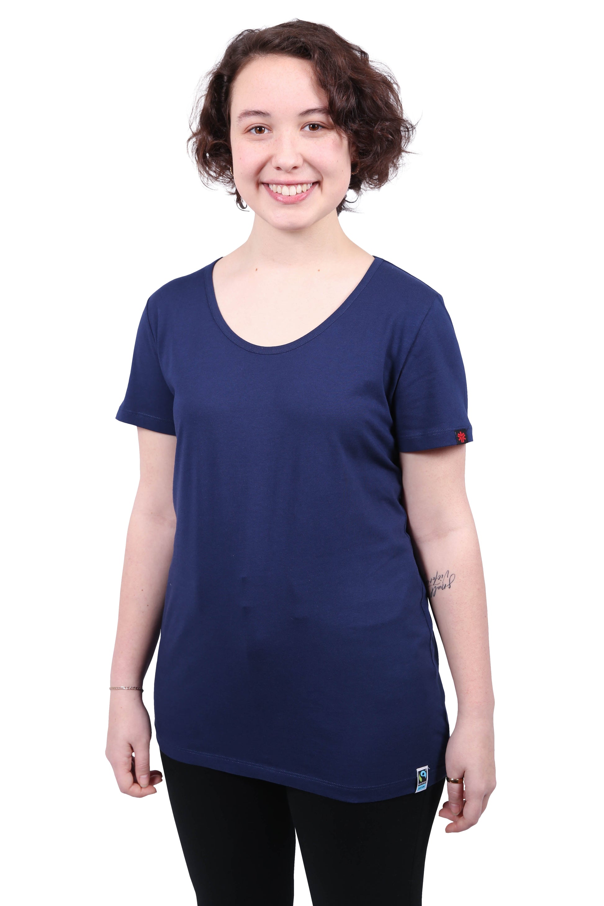 Etiko Fairtrade Certified Organic Cotton Navy Womens Round Neck T-Shirt Bundle, Eco-Friendly