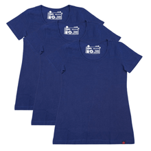 ROUND NECK T-SHIRT, WOMENS NAVY (3 Pack) - Vegan America