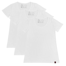ROUND NECK T-SHIRT, WOMENS WHITE (3 Pack) - Vegan America