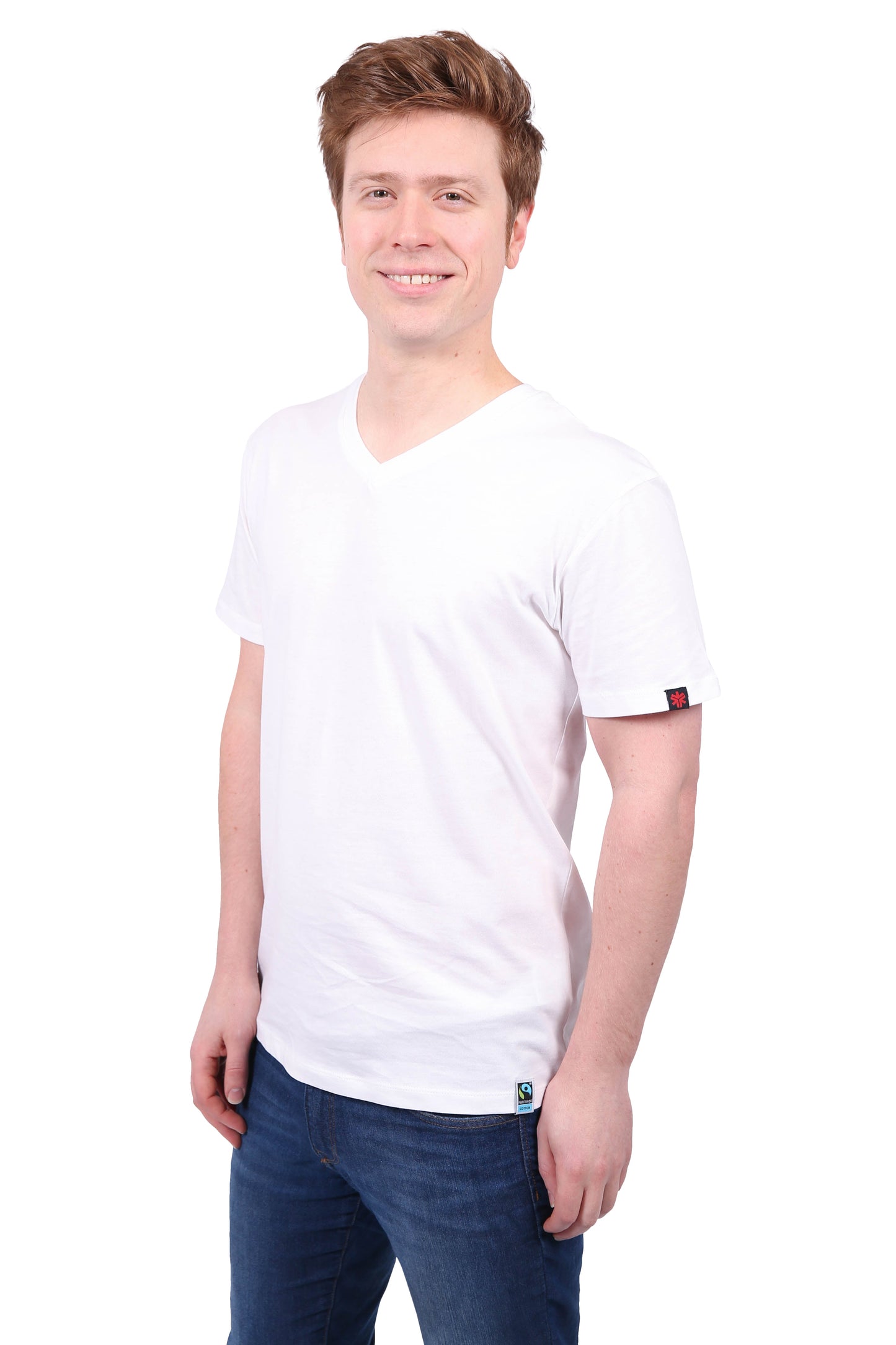 Etiko Fairtrade Certified Organic Cotton White Unisex V-Neck T-Shirt Bundle, Eco-Friendly