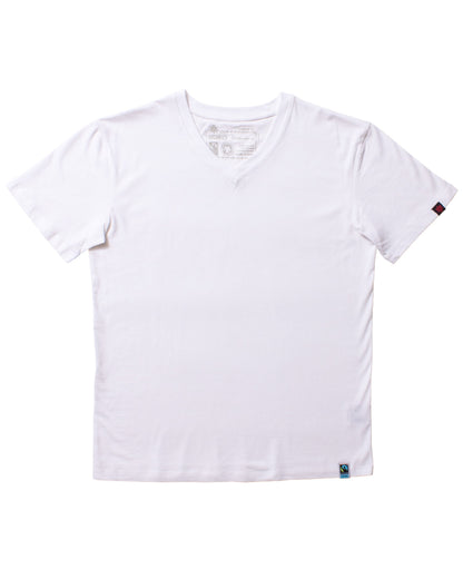 Etiko Fairtrade Certified Organic Cotton White Unisex V-Neck T-Shirt Bundle, Eco-Friendly