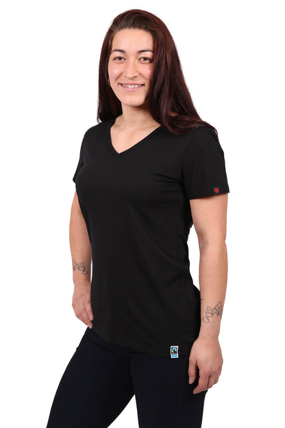 V-NECK T-SHIRT, WOMEN'S BLACK (3 Pack)