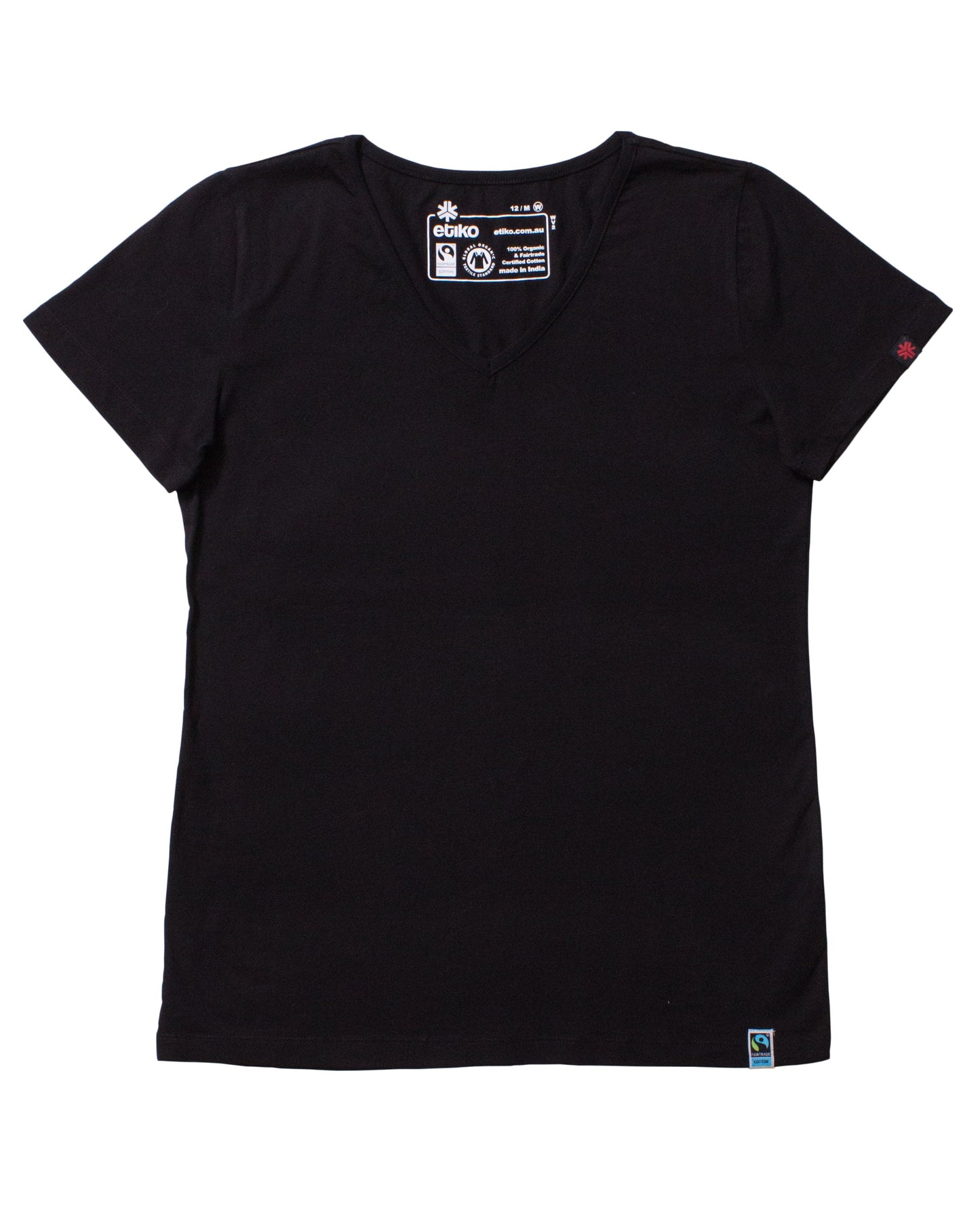 V-Neck T-shirt, Womens Black