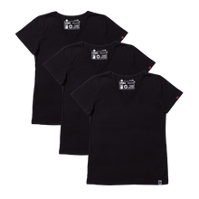 V-NECK T-SHIRT, WOMEN'S BLACK (3 Pack) - Vegan America