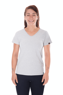 V-NECK T-SHIRT, WOMEN'S GREY MARLE (3 Pack) - Vegan America