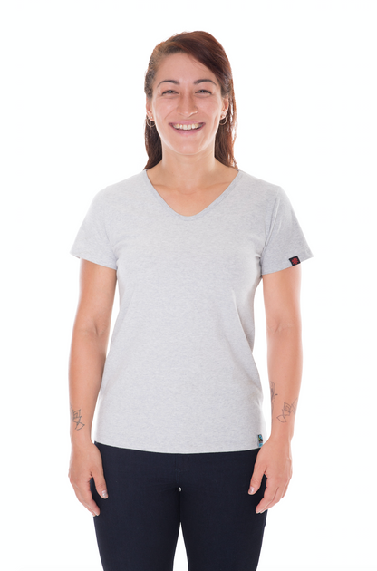 Etiko Fairtrade Certified Organic Cotton Grey Marle Womens V-Neck T-Shirt Bundle,  Eco-Friendly