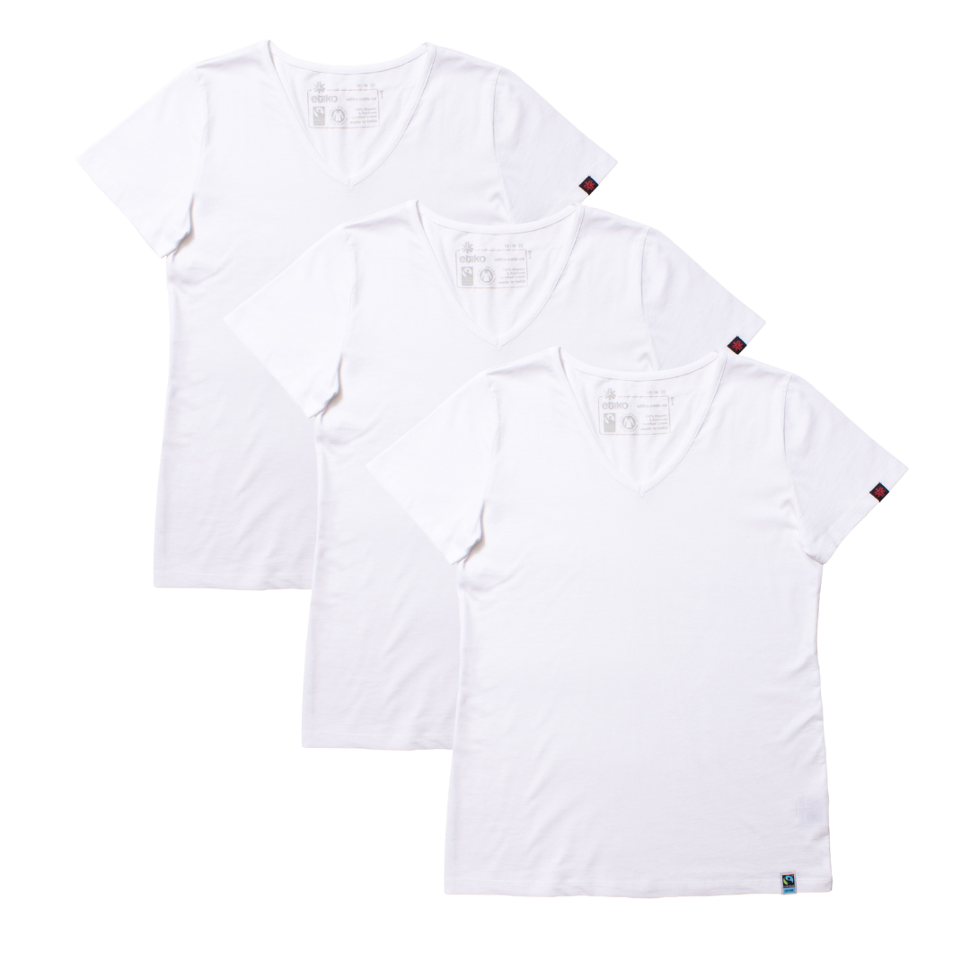 V-NECK T-SHIRT, WOMEN'S WHITE (3 Pack)