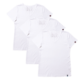V-NECK T-SHIRT, WOMEN'S WHITE (3 Pack) - Vegan America
