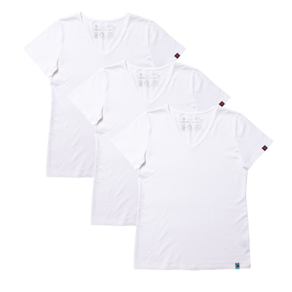 V-NECK T-SHIRT, WOMEN'S WHITE (3 Pack)