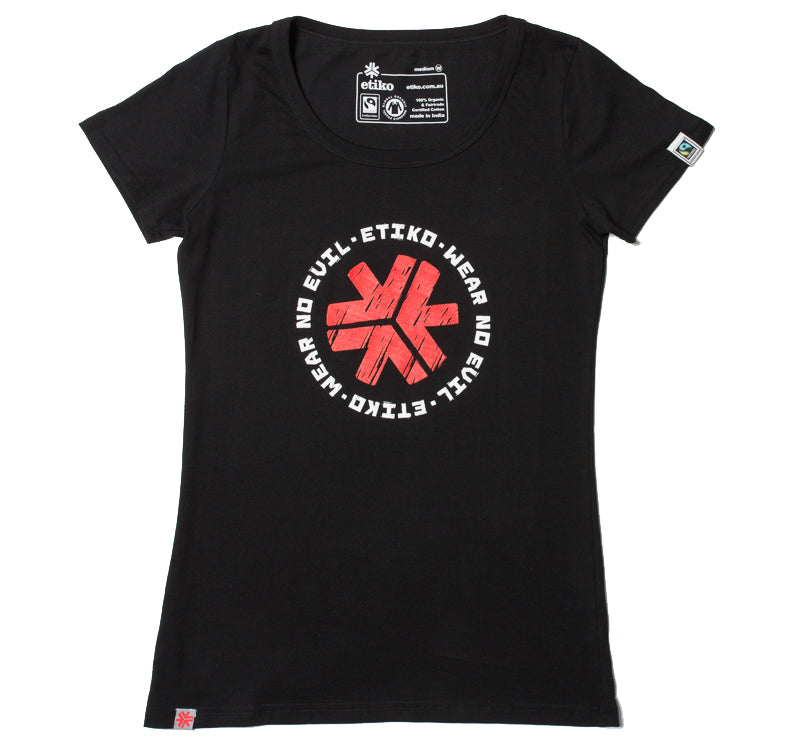 Wear No Evil 1.0 Printed T-shirt, Womens Black