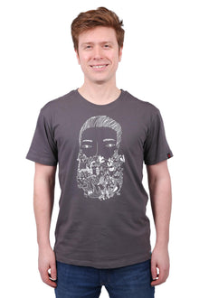 Zoo Beard Printed T-Shirt, Unisex Charcoal
