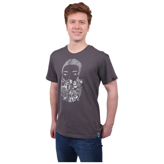 Zoo Beard Printed T-Shirt, Unisex Charcoal