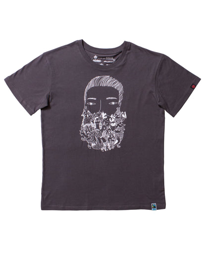 Zoo Beard Printed T-Shirt, Unisex Charcoal