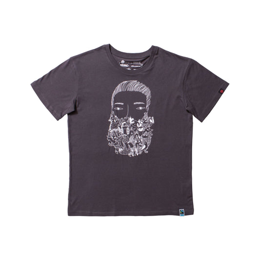 Zoo Beard Printed T-Shirt, Unisex Charcoal