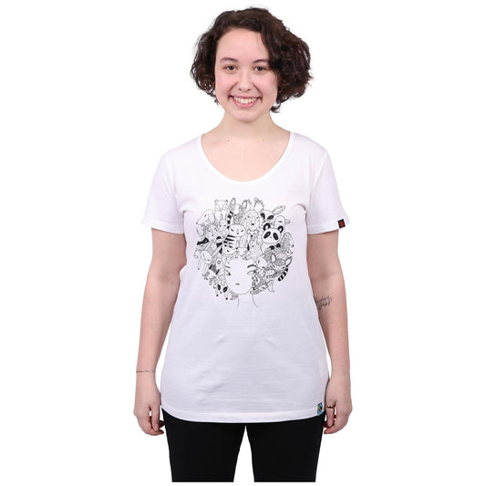 Zoo Hair Printed T-Shirt, Womens White