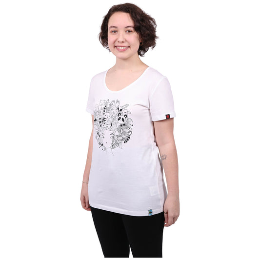 Zoo Hair Printed T-Shirt, Womens White