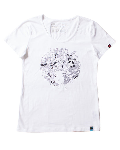 Zoo Hair Printed T-Shirt, Womens White
