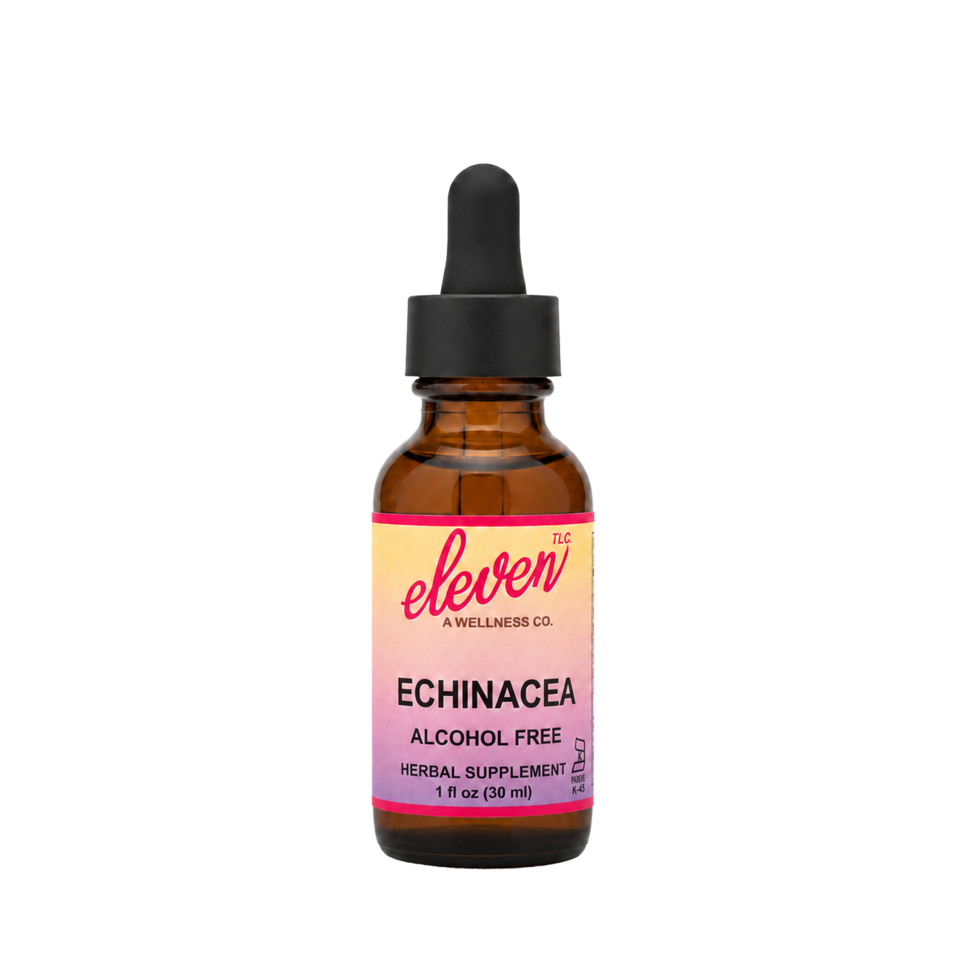 Eleven TLC 1oz Echinacea alcohol-free tincture bottle with black dropper cap, front label branding on white background.