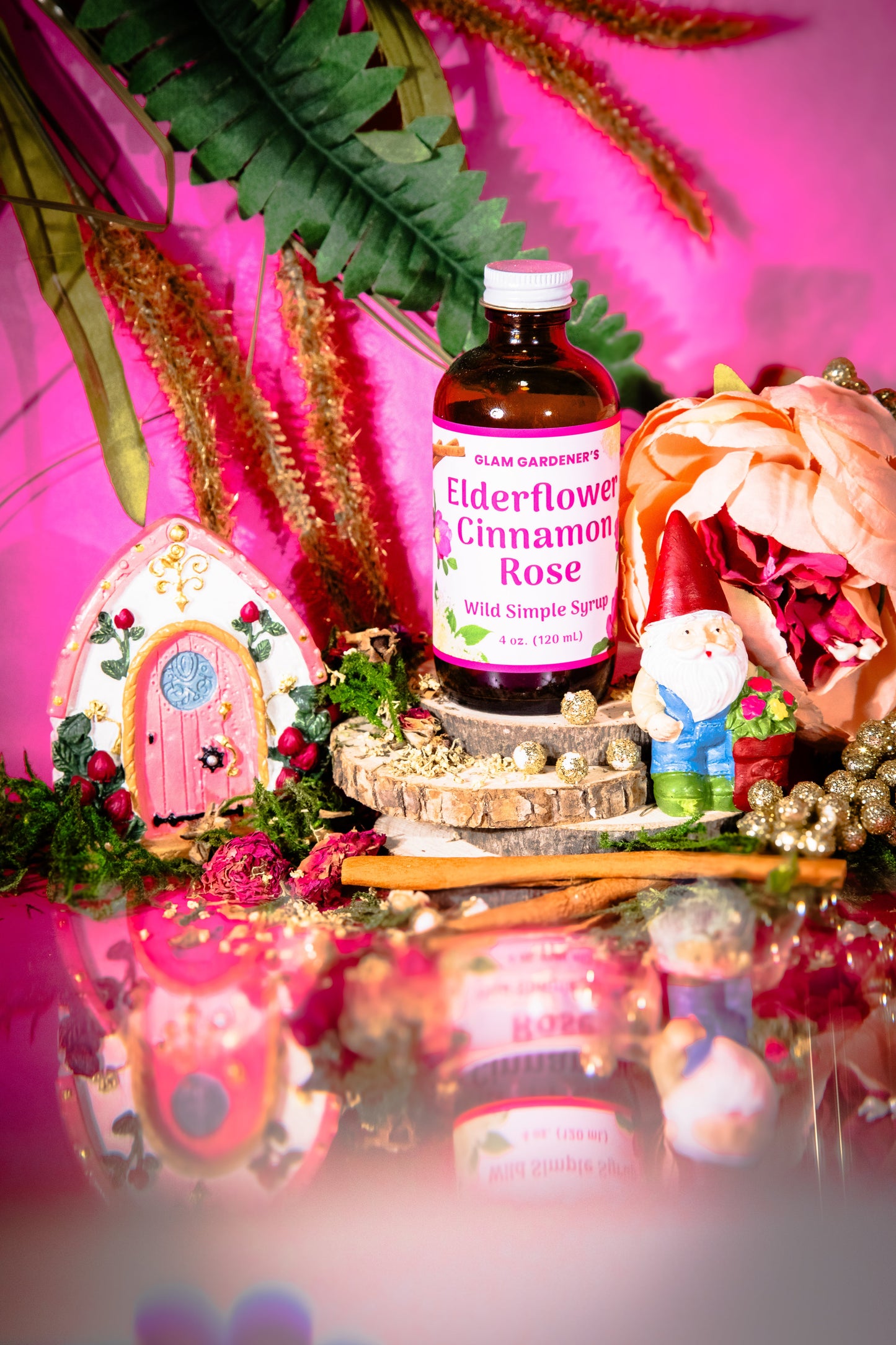 Elderflower, Cinnamon & Rose simple syrup • wildcrafted & organic sweetener