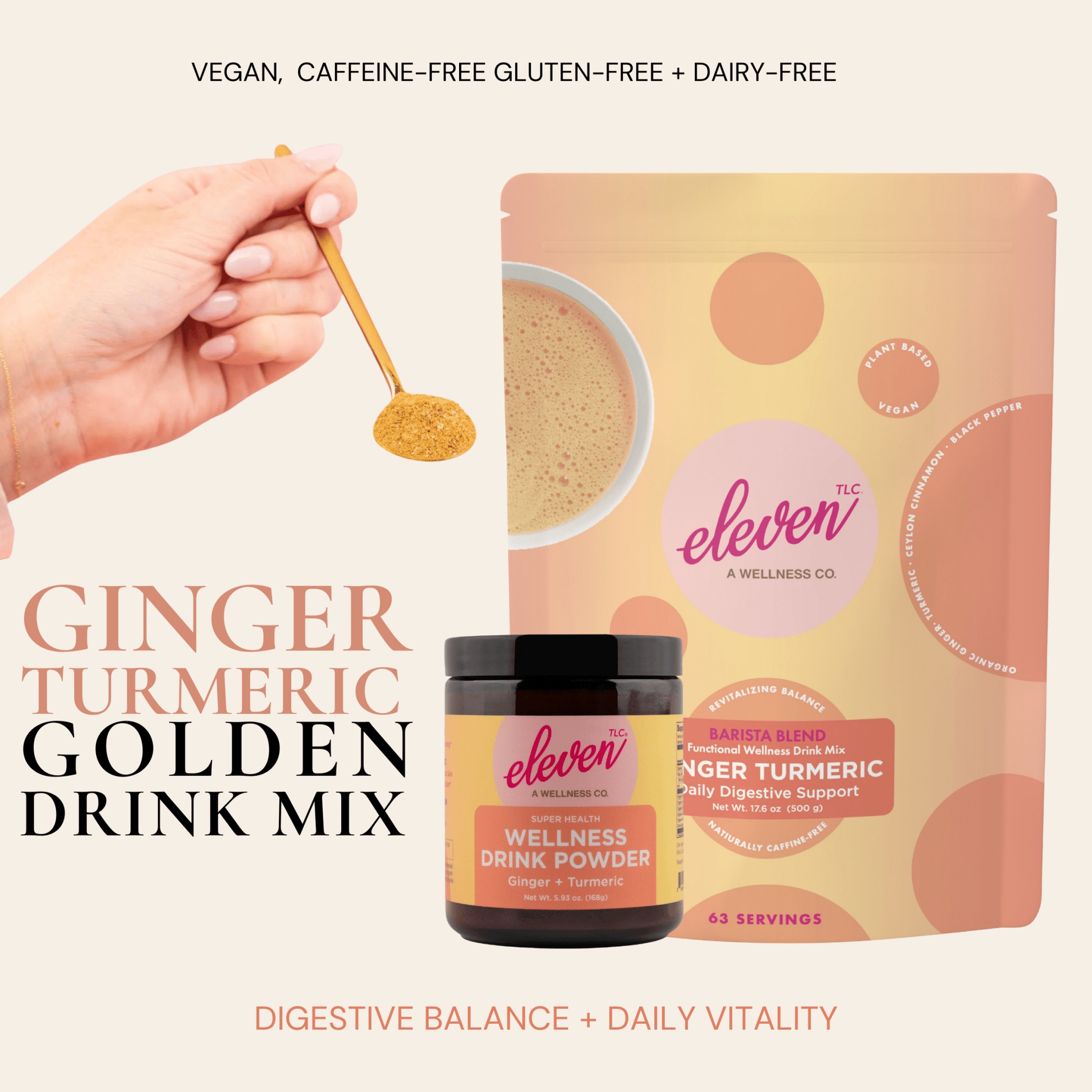 Organic Ginger Turmeric Spiced Golden Drink Mix + Instant Latte Powder - Vegan America