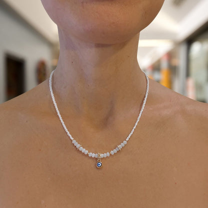 Evil Eye Charm Necklaces - Clear