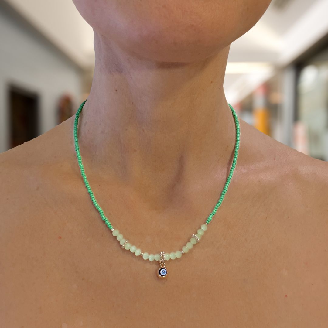 Evil Eye Charm Necklaces - Green