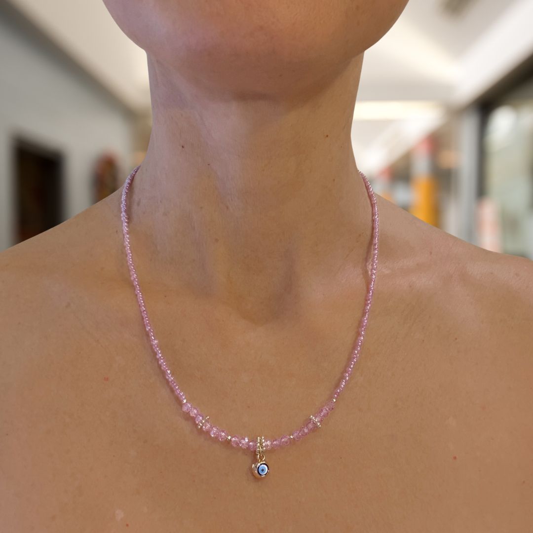 Evil Eye Charm Necklaces - Lilac