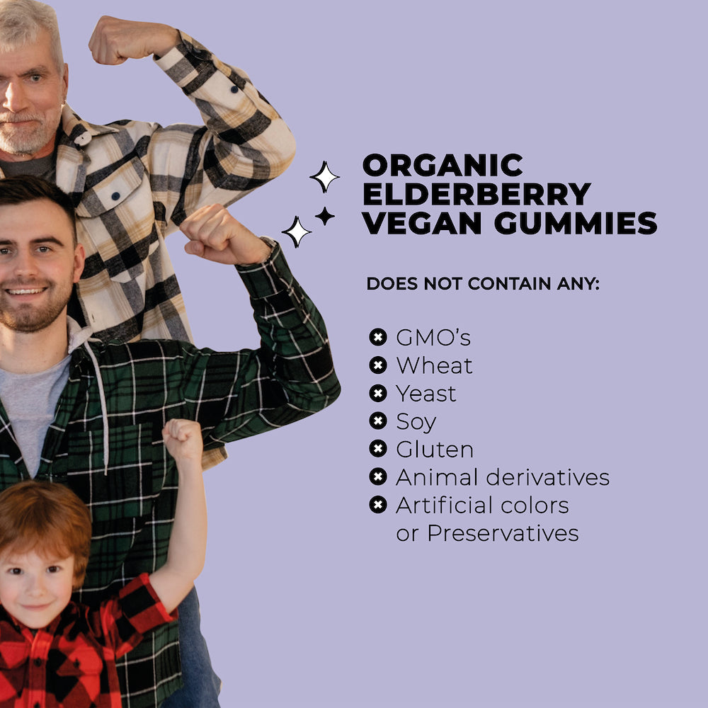 Organic Vegan Elderberry Vitamin C & Zinc Immunity Gummies