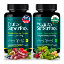 USDA Organic Fruits and Veggies Supplement, Easy to Swallow Whole Food Vegan Capsules, 31 Real Superfoods, Fruit and Vegetable Supplement for Adults, Energy and Immune Support, Non-GMO, 180 Count