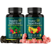Fruits and Veggies Gummies with 9 Superfruits & 30 Veggies (120 Soft Chews) - Vegan America
